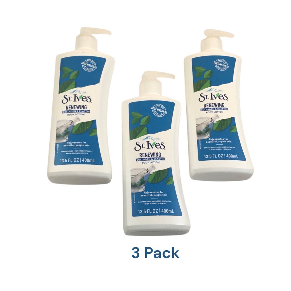 St. Ives Body Lotion Renewing Collagen & Elastin 13.5 fl oz Brand NEW 3 Pack